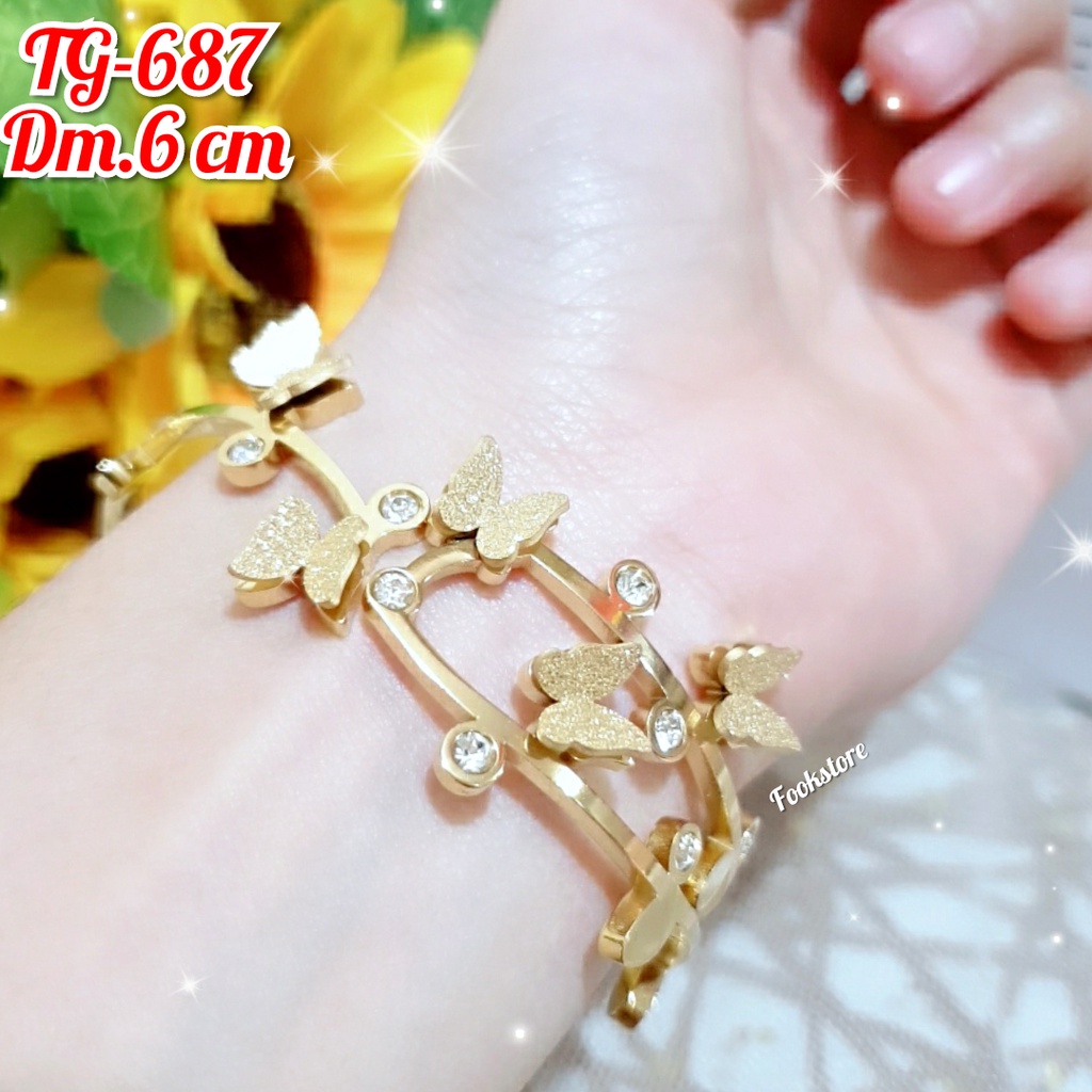 GELANG BANGLE TITANIUM MOTIF ANTI KARAT/COD