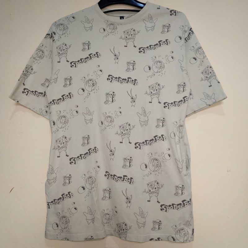 T-Shirt H&M Spongebob Kuning Cream XL