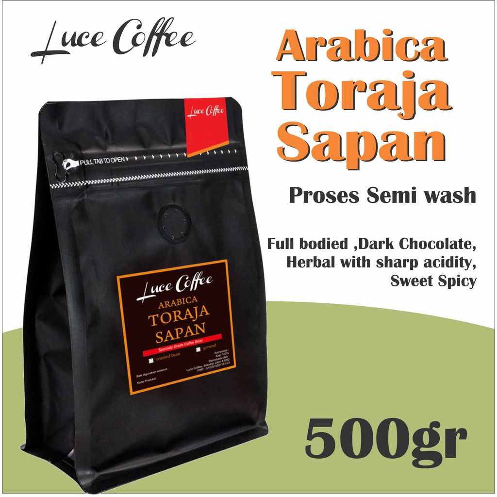 

Luce Coffee, Kopi Arabica Toraja Sapan 500gr - Biji atau bubuk