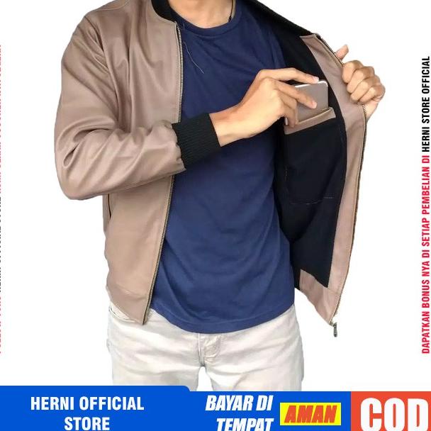 MRJ.19Ja23ѕ– Jaket Bomber Pria Semi Kulit Sintetis Faux Leather Jacket Original Outerwear Import Asl