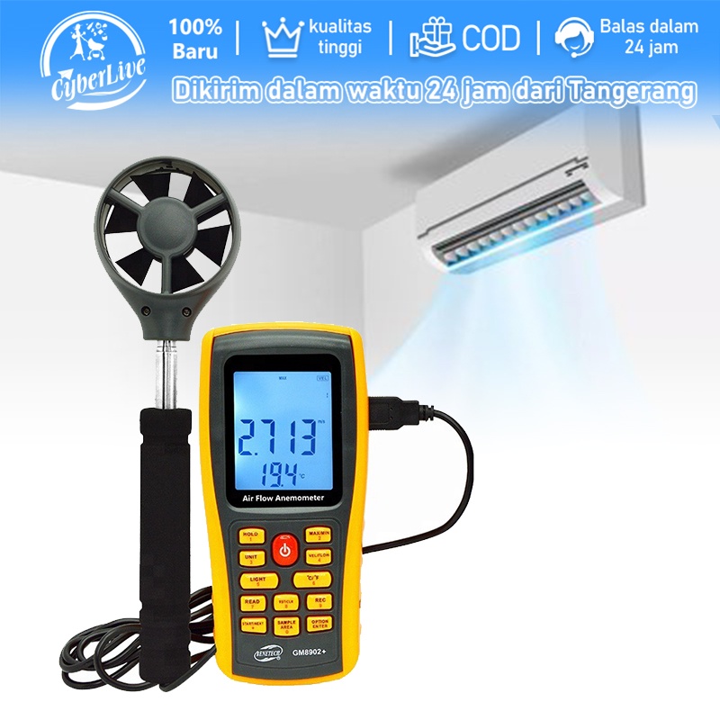 Digital  Anemometer Data Logger Wind Meter Tester Ukur Kecepatan Angin PC GM8902+ Air Flow Velocity Meter Wind Speed Gauges