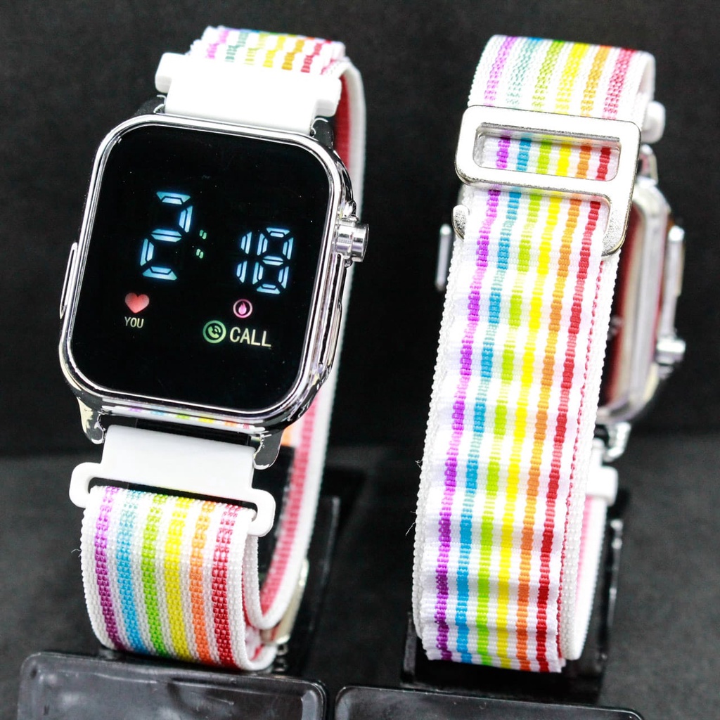 JAM TANGAN LED ALPINE UNISEX JSS3642 KANVAS NEW FREE BOX