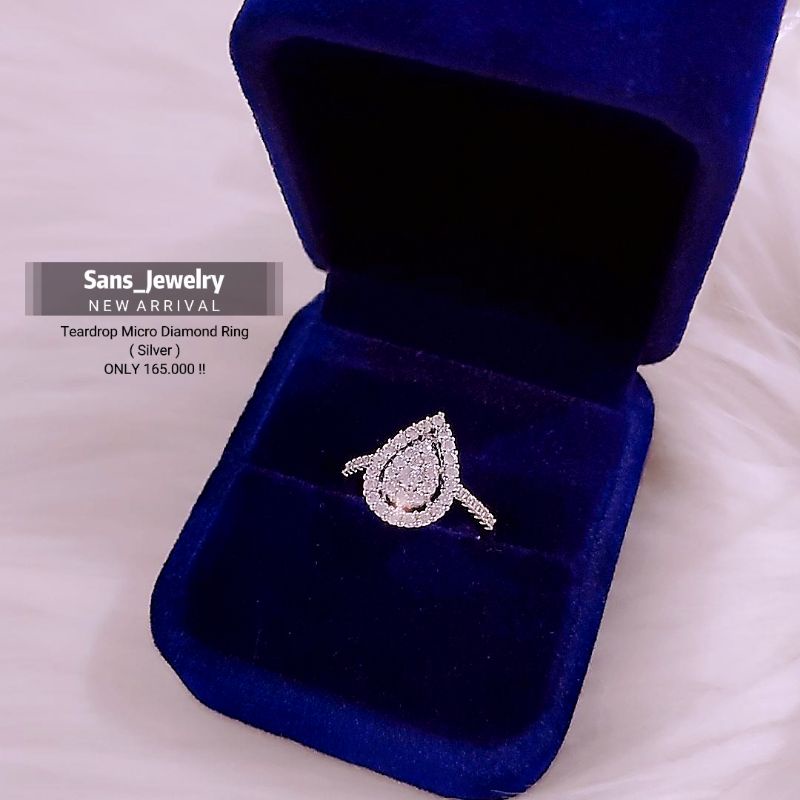 Promo Cincin Teardrop Cincin Silver Perak Cincin Swarovski Cincin Cewek Wanita Cincin Korea Cincin R