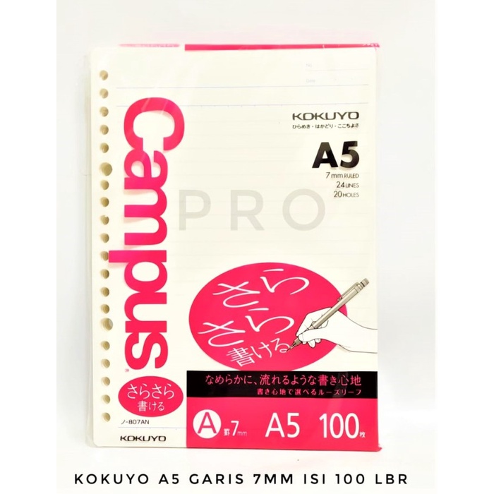 

\"\"\"\] KERTAS BINDER LOOSE LEAF A5 GARIS ISI 100 KOKUYO 807 AN 7 MM 20 HOLE