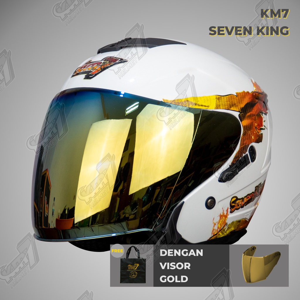 Helm KM7 Fire Crumpled Sticker WHITE Glossy