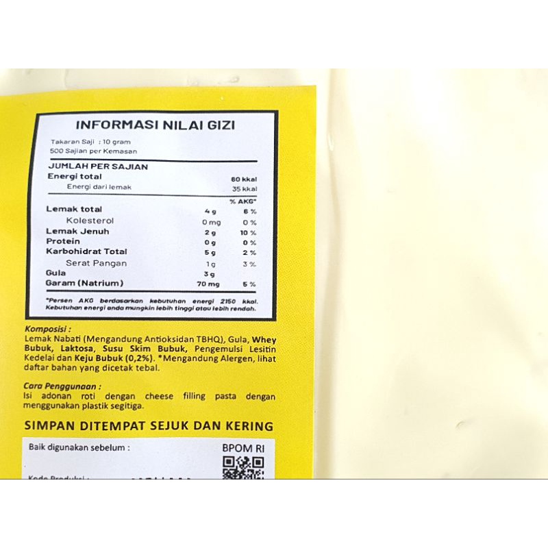 

RK 60 Elmer Filling Keju 250Gr / Isian Roti Keju 250Gr / Elmer Cheese Filling 250Gr / Selai Keju