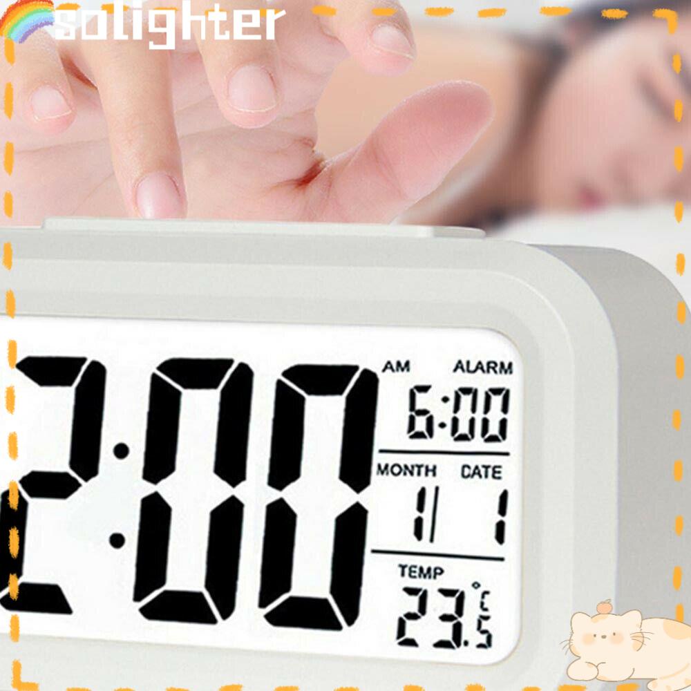 Solighter Jam Weker Dekorasi Rumah Lampu Malam Backlight LED Digital