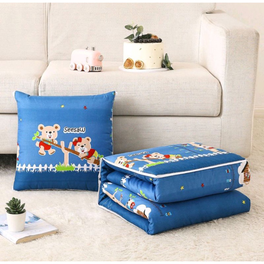 Bantal Selimut Karakter 2 in 1 Balmut Dewasa Tebal Bantal Traveling Bisa Dilipat Bantal Tidur