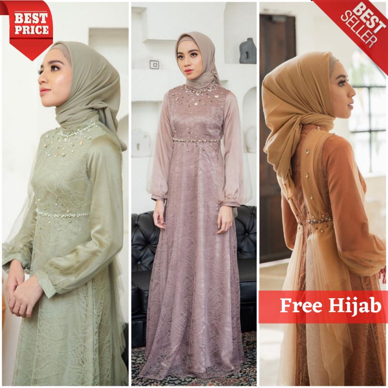 Gamis Nadine Terbaru Dress Kondangan Lamaran Fashion Muslim Wanita Baju Gamis Lebaran