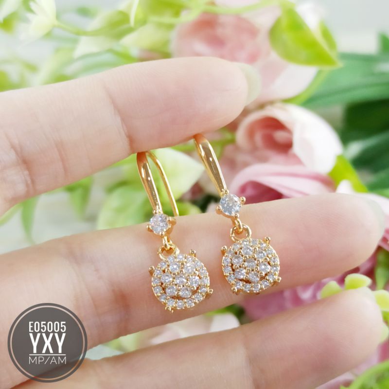 Anting yaxiya permata mewah zircon gold E05005