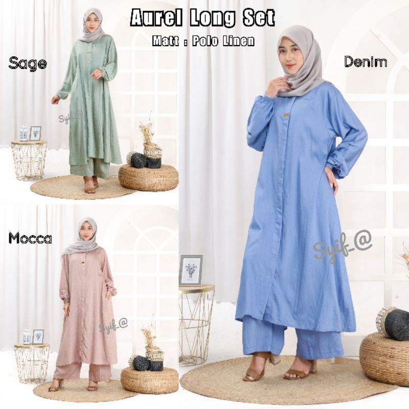 Setelan Long tunik dan Kulot bahan premium / Fashion wanita terbaru / Aurel long set