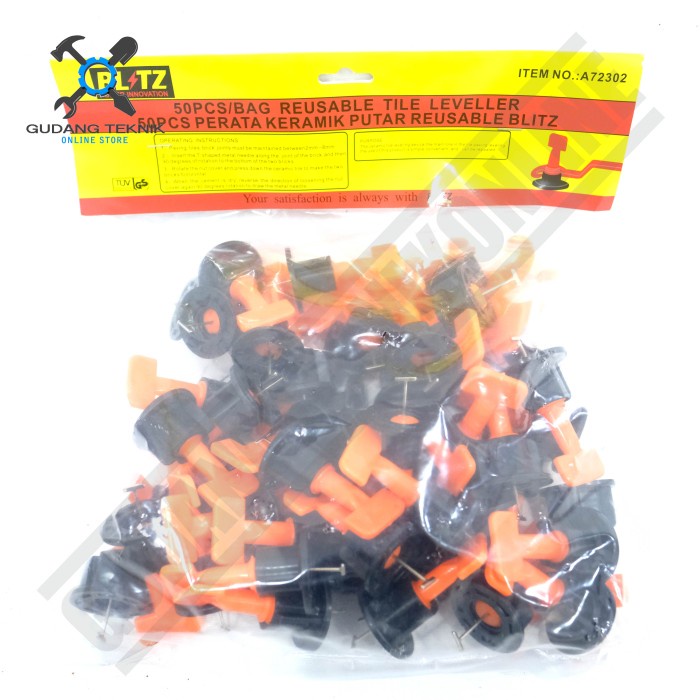 Alat Perata Keramik Putar 1 SET isi 50 Pcs A72302 BLITZ / Tile Leveling 50 Pcs Alat Bantu Meratakan Keramik SET A72302 BLITZ