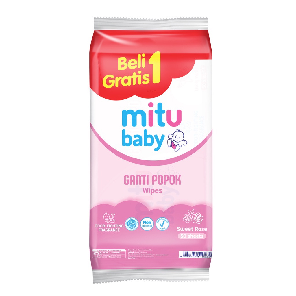 Mitu Baby Tisu Basah Ganti Popok Wipes 50'S Buy 1 Get 1