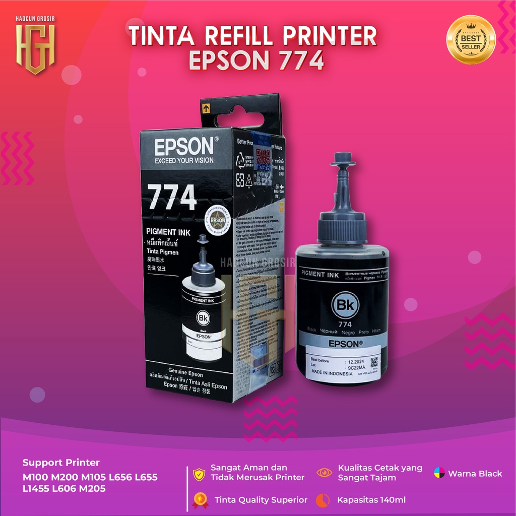 Tinta Epson 774 Black Tinta Printer M100 M200 L655 L1455