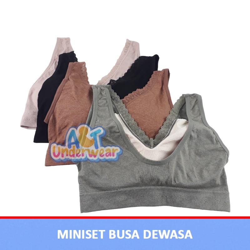 AT383-Miniset Busa Dewasa/Bra Miniset Tali Lebar Busa/Miniset Polos