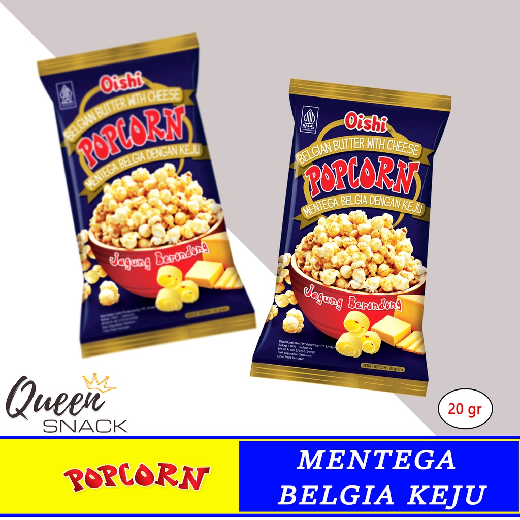 

Oishi Pop Corn Belgian Butter With Cheese Jagung Brondong Rasa Mentega Keju Belgian Kemasan 20gr