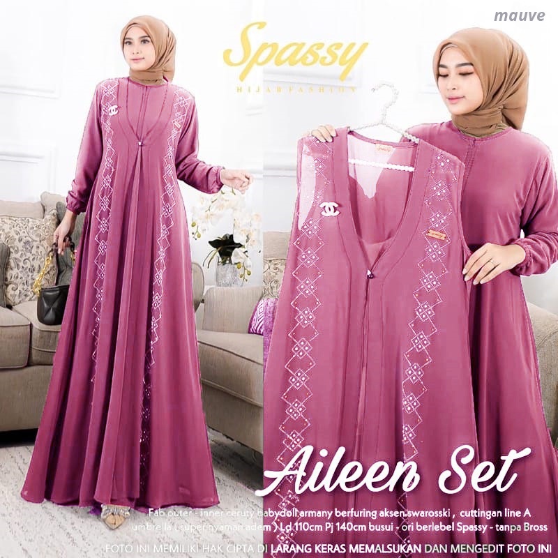 [Ada jumbo] AILEEN set / Ailen Dres / Aileen Dress / Aileen Gamis-Mauve