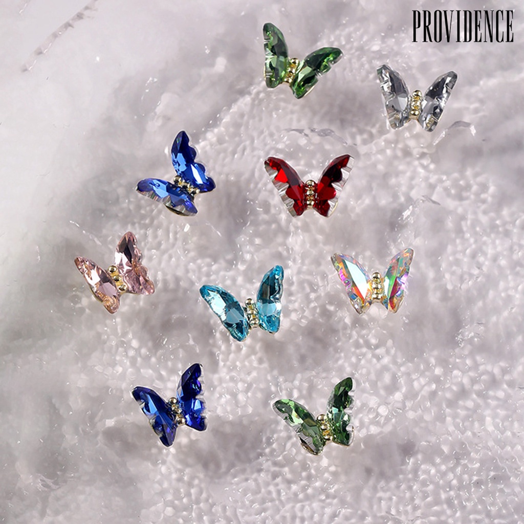 Providence 10Pcs Nail Art Decor Bersinar Tiga Dimensi Gloss Tidak Luntur DIY Kristal Imitasi Manicure Craft Butterfly Nail Charm Nail Salon Supply