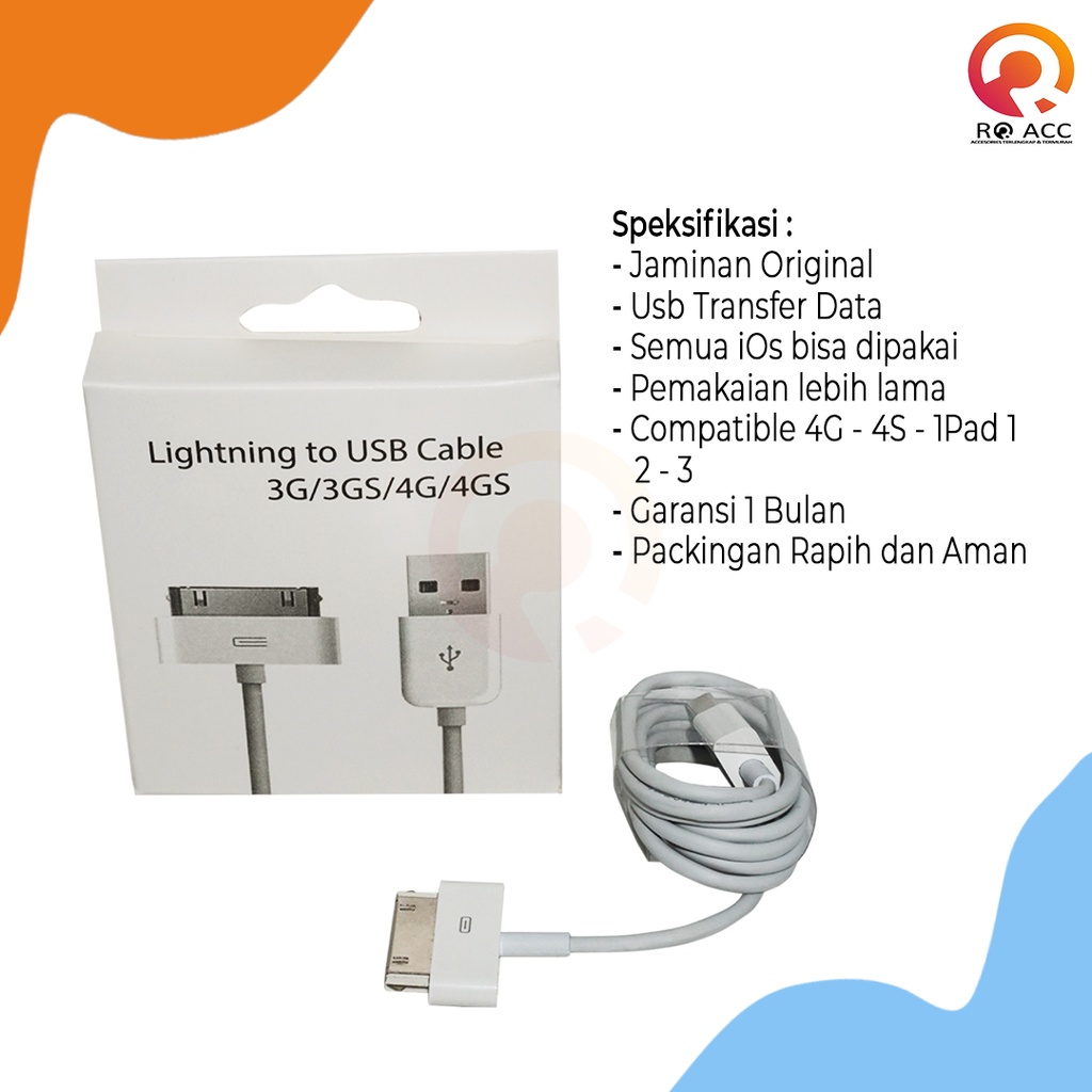 [RO ACC]  KABEL DATA CHARGER 4G 4S PAD 2 3 4 ORIGINAL