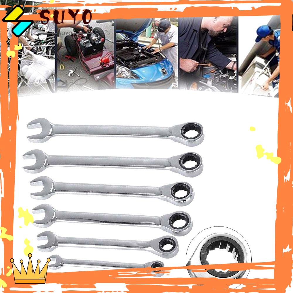 Suyo Reversible Ratchet Wrench Torsi Tinggi Chrome Vanadium Gear Nut Tool