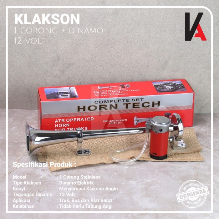 KLAKSON MOBIL TRUK BUS 1 CORONG KOMPLIT DINAMO ELEKTRIK 24 VOLT