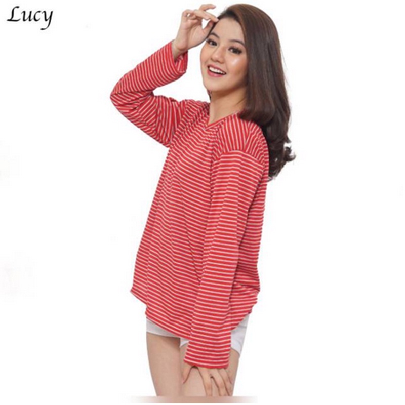 MALVARO-Kaos Wanita Lucy / Baju Salur Wanita / Salur Lengan Panjang