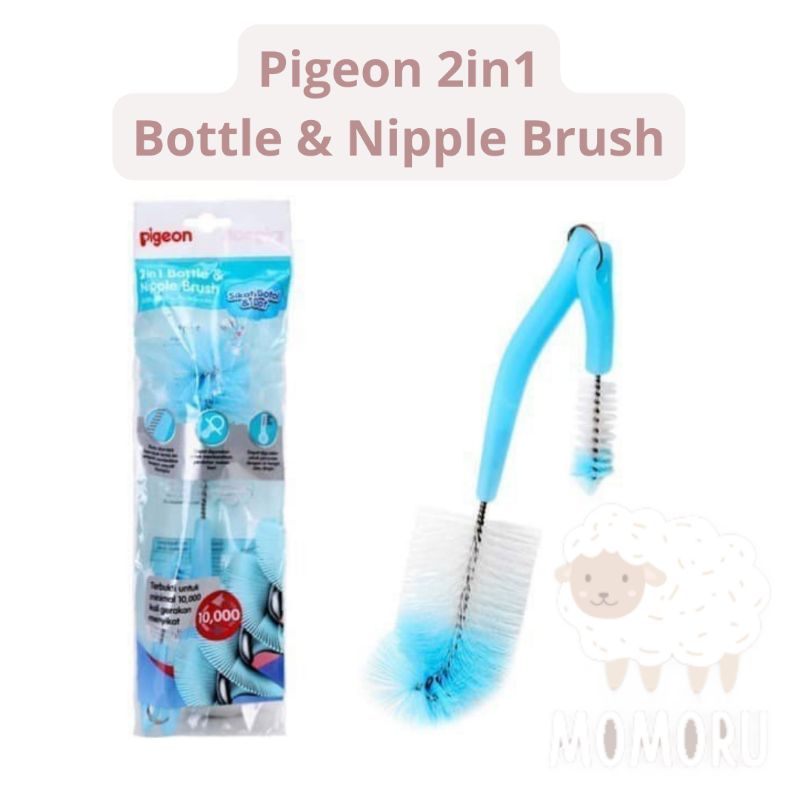 Sikat Botol Pigeon 2in1 Bottle &amp; Nipple Brush Basic Sikat Botol Susu Sikat Dot