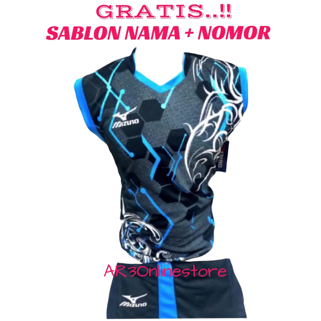 ( FREE SABLON NAMA + NOMOR ) Baju olahraga stelan pria/wanita kaos voli badminton bulutangkis tenis bola futsal terbaru