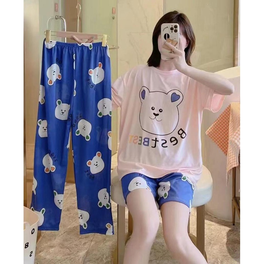 KAWAI BAJU TIDUR PIYAMA SETELAN PIYAMA 3IN1 IMPORT