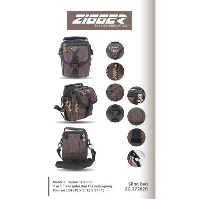 [KLIKTAS] Tas Slempang Pria 2 in 1 ZIGGER - ZG 27282B - Sling Bag Gaul