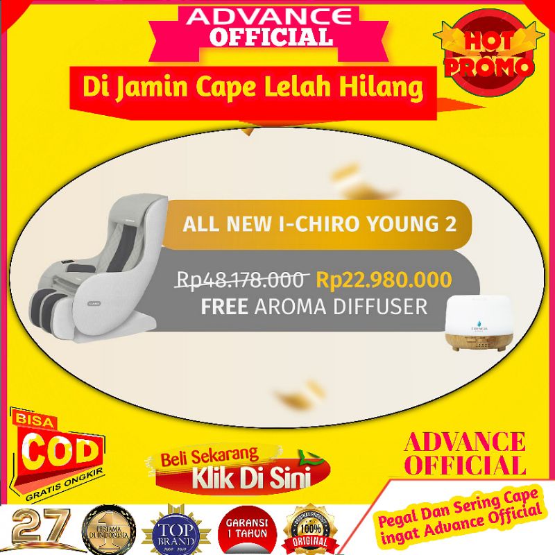 Kursi Pijat ADVANCE ichiro Young2 Alat Pijit Terapi Kesehatan Leher Punggung Sampai Betis Massager A
