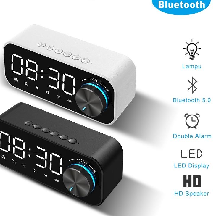 Super Rating ColorCoral Lampu Speaker Bluetooth Portable Bass Jam Alarm Clock LED Display Spiker Blu