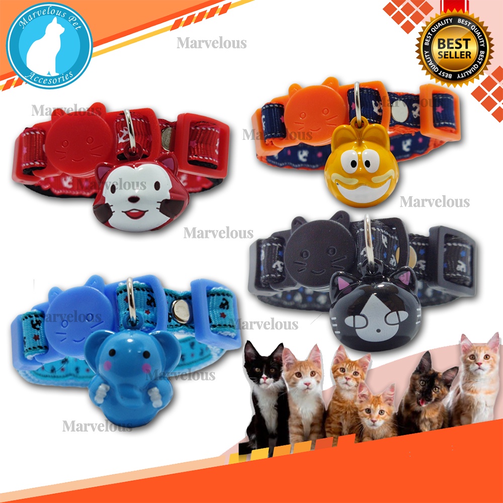 Kalung kucing lonceng karakter motif jangkar kualitas premium