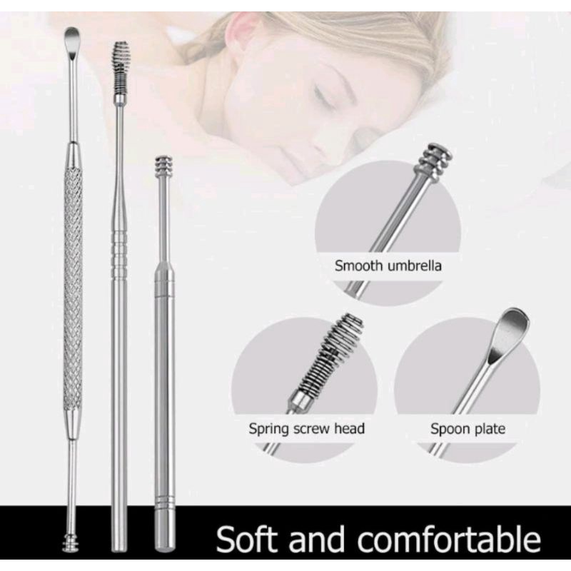 Pembersih Telinga Stainless Steel Set 7 Pcs Korek Kuping Ear Wax Picker