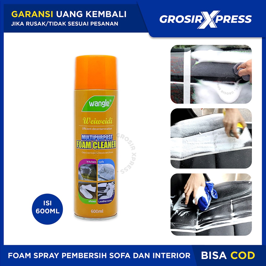 Spray Pembersih Multifungsi Wangle Cleaner Foam Multipurpose Semprotan Busa Penghilang Noda Minyak Debu Di Kursi Sofa Karpet Sepatu Interior Mobil Lainnya  Anti Ribet | GROSIRXPRESS