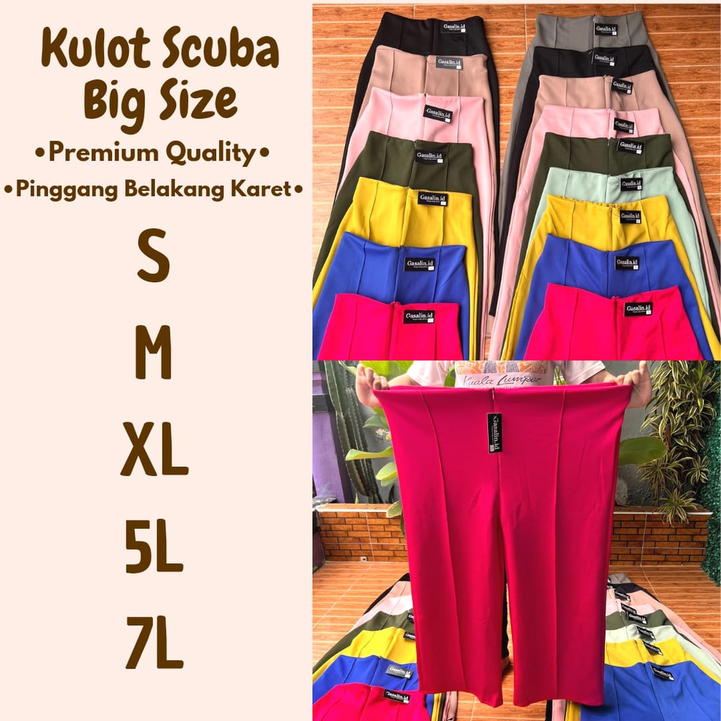 CELANA SCUBA KULOT PREMIUM SUPER JUMBO BIG SIZE OVERSIZE 5L 7L celana warna super jumbo tebal halus 