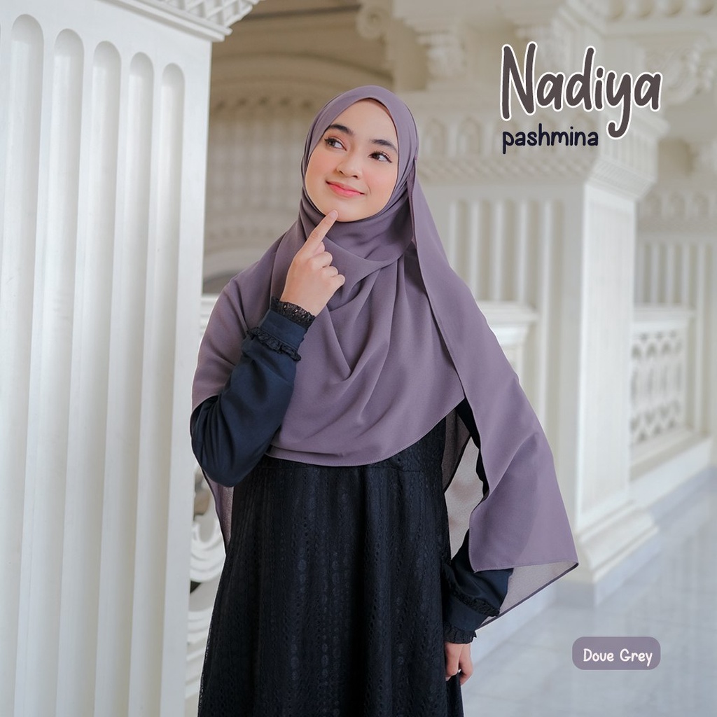 Riskirich Nadiya Hijab Pashmina Syari 72x195cm Ceruty Baby Doll Polos Premium