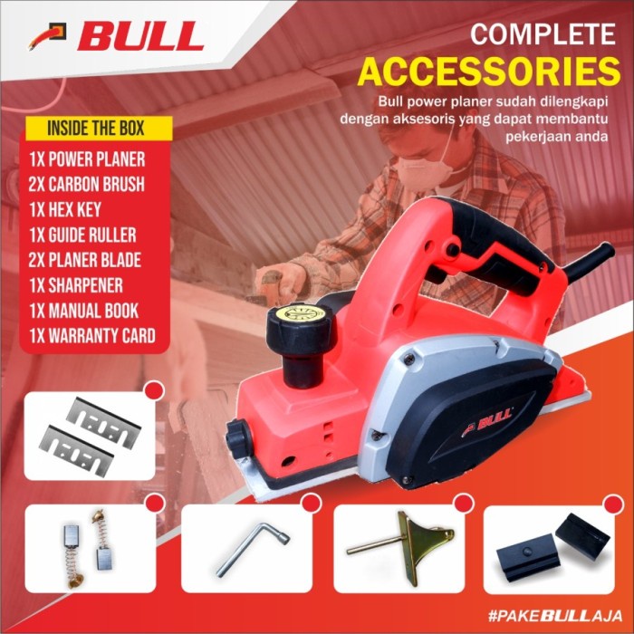 Mesin Planer Serut Kayu Listrik 620 Watt BL0800 BULL / Electric Planner Mesin Pasah Serut Kayu Ketam Sugu Pasah 620W BL 0800 NEW BULL