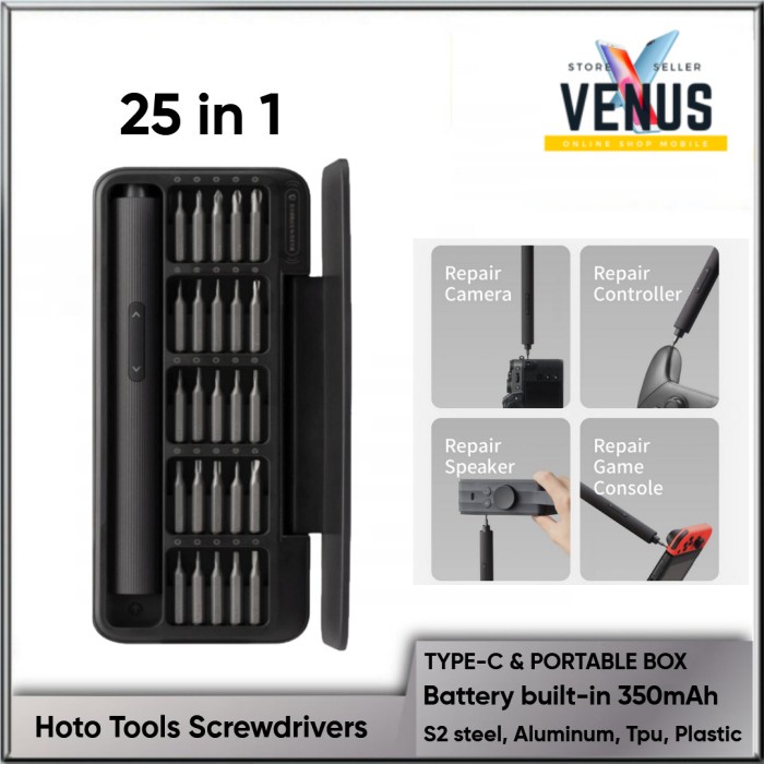Hoto Electric Screwdriver 25 In 1 Precision Tools Kit Obeng Elektrik