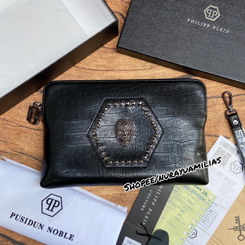 Clutch pria Philipp plein import full kit asli tas clutch pria handbag pria pp