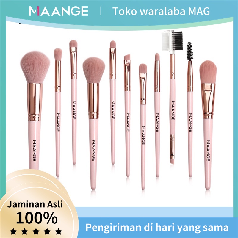 MAANGE Brush Kit 11Pcs Brush Make Up Set Cocok Untuk Pemula Make Up Bedak Kosmetik Aksesoris Kuas Blush On 5862