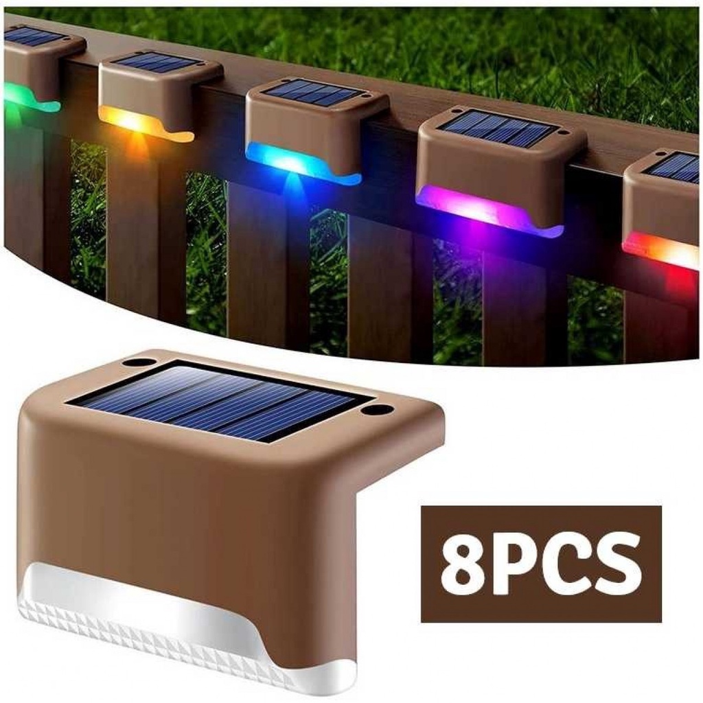 Lampu Solar Hias Taman Otomatis Outdoor Deck Light LED IP65 RGB 8PCS