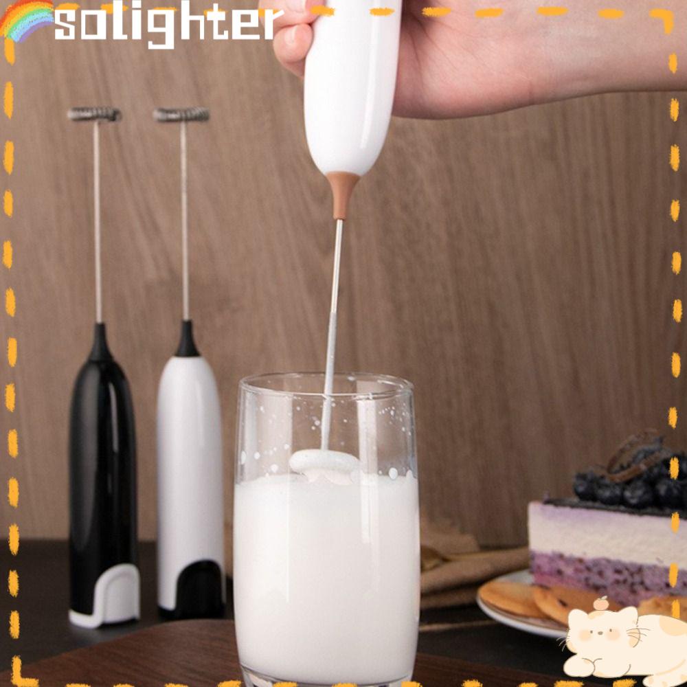 Solighter Electric Milk Frother Alat Kocok Kopi Cappucino Creamer Kocokan Dapur