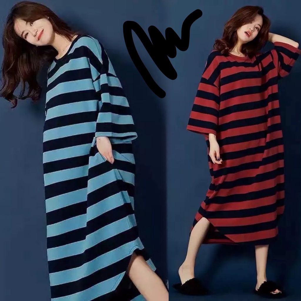 VS GG -ASLI JUMBO long DRESS JUMBO Big Sripe AINA AINA wanita - konveksi murah