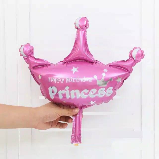 BALON FOIL BENTUK MAHKOTA MINI / BALON FOIL PRINCE BIRU PRINCESS PINK