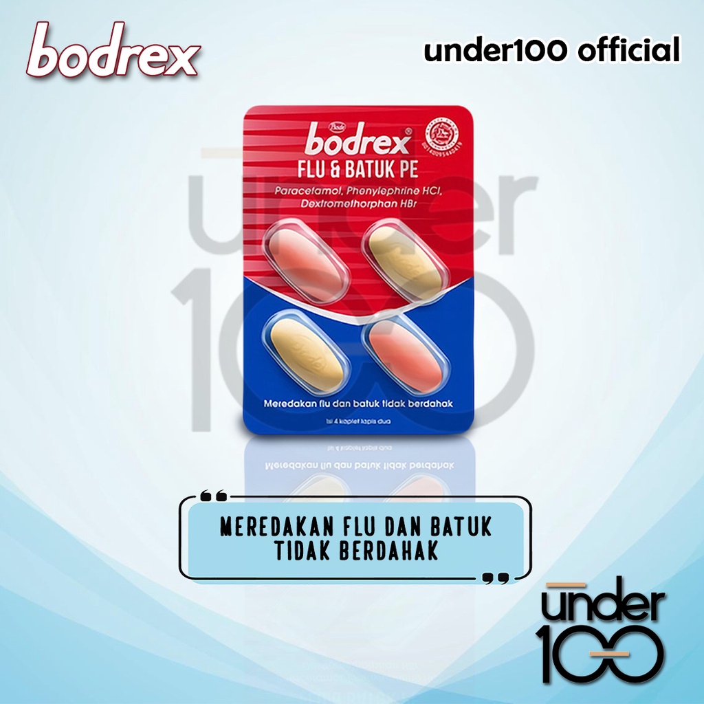 ❤ Under100 ❤ Bodrex 1 Strip isi 4 Tablet | Flu Batuk | Extra | Migra | Demam