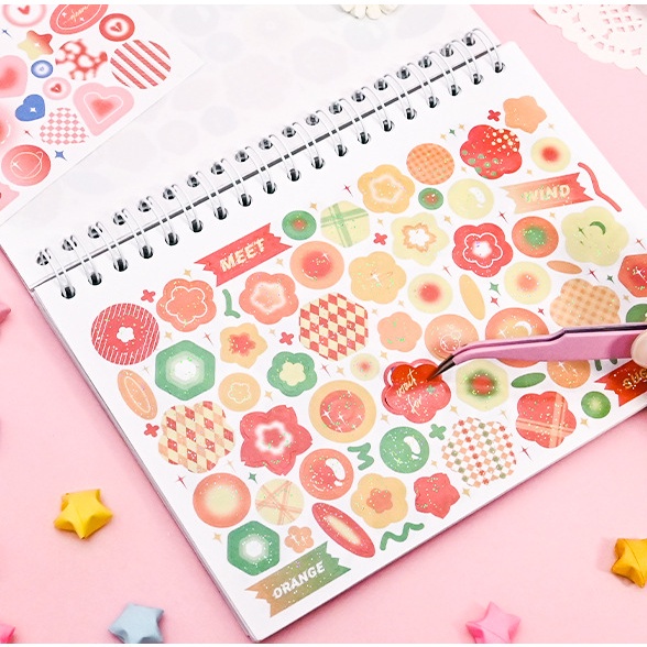 50lembar Stiker Laser Mini Buku Pola Non-Repeat Bunga Dekorasi Scrapbook Label Idol Photocard Stiker DIY Hand Akun Tool Set Coil Stiker Alat Tulis Catatan