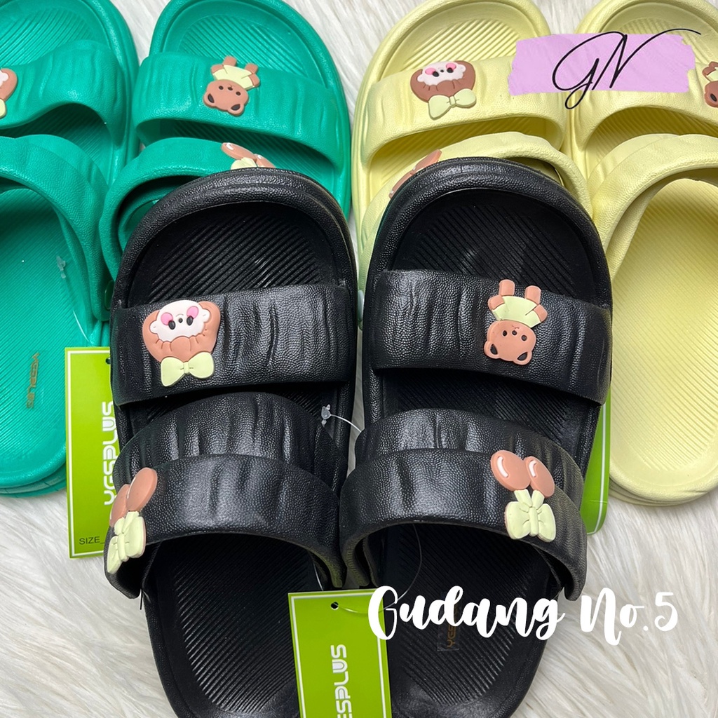 GN-7070  Sandal Selop Jelly Tali Dua Wanita Motif Cartoon Import Yesplus PCU