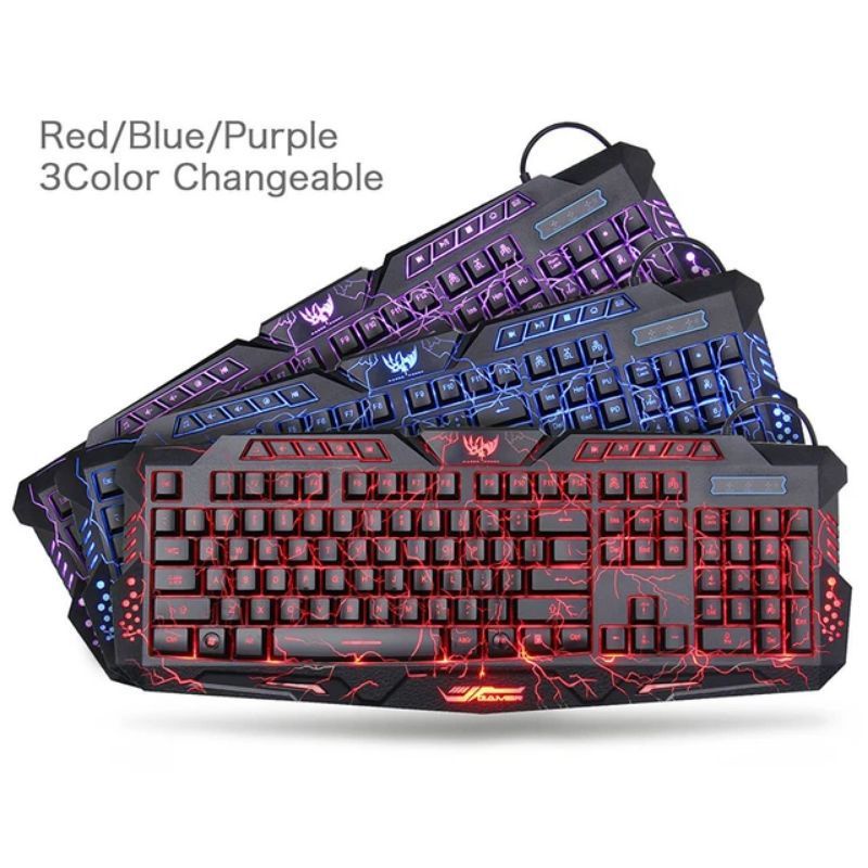 KEYBOARD GAMING V100 3 WARNA 114 KEYS+MOUSE