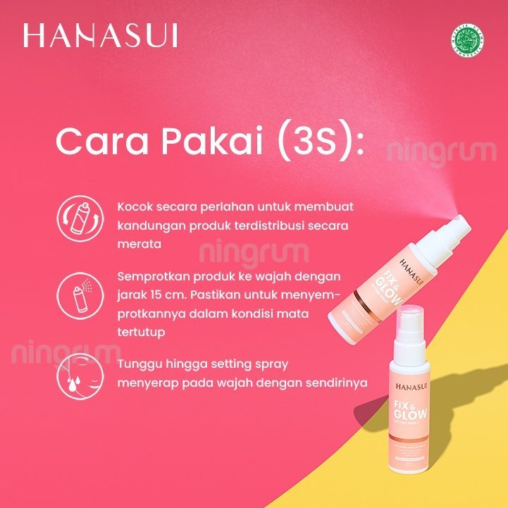 Ningrum - HANASUI Fix &amp; Glow Setting Spray | Lip Sleeping Serum | Men Bright Active Serum | Perawatan Wajah Perawatan Bibir Makeup Tahan Lama Original BPOM - 5027